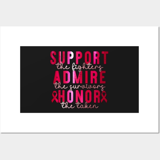 Support Admire Honor Breast Cancer Awareness Warrior Ribbon Wall Art by masterpiecesai